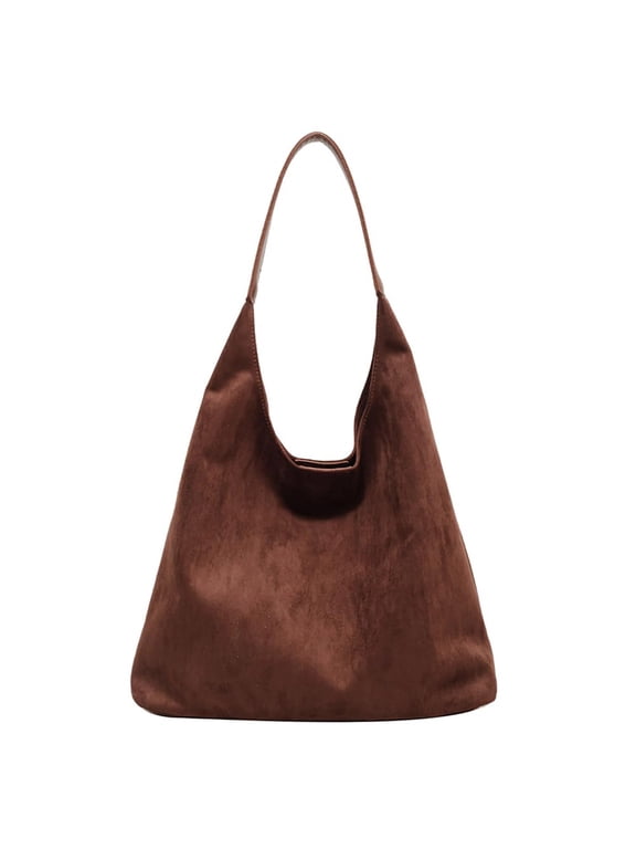 Suede Bag for Women Slouchy Underarm Shoulder Tote Purses 2025 Winter and Fall Ladies Work College Handbags Brown