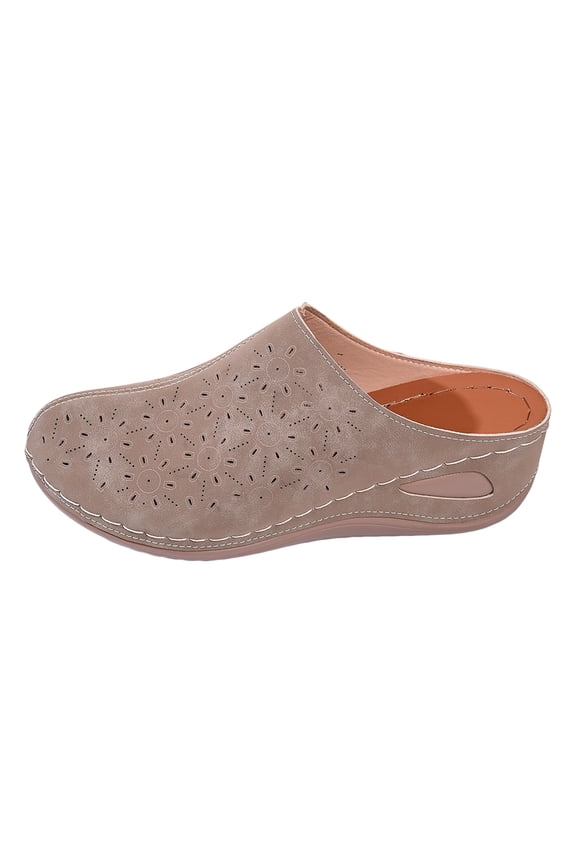 Suede Clogs for Women Slip on Closed Toe Walking Mules with Arch Support Breathable Low Wedge Comfortable Slides size 7.5 Brown