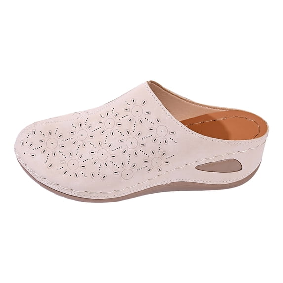 Modstep Suede Clogs for Women Slip on Closed Toe Walking Mules with Arch Support Breathable Low Wedge Comfortable Slides size 8 White