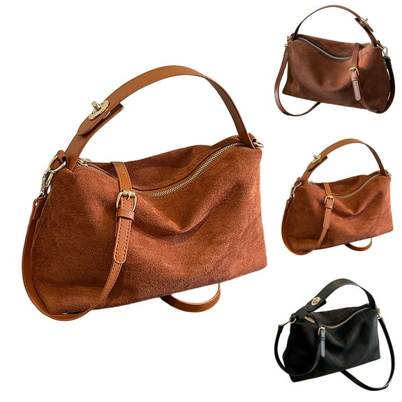 Modstep Suede Shoulder Bag for Women Vintage Top Handle Crossbody Handbag Strap Hobo Bags Purse for Fall Winter