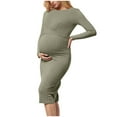 thumbnail image 1 of Lispipm Sweater Dress for Women Long Sleeve Maternity Dress with Crew Neck and Slim Fit Ribbed Knit Maxi Dress for Fall Winter Green S, 1 of 9
