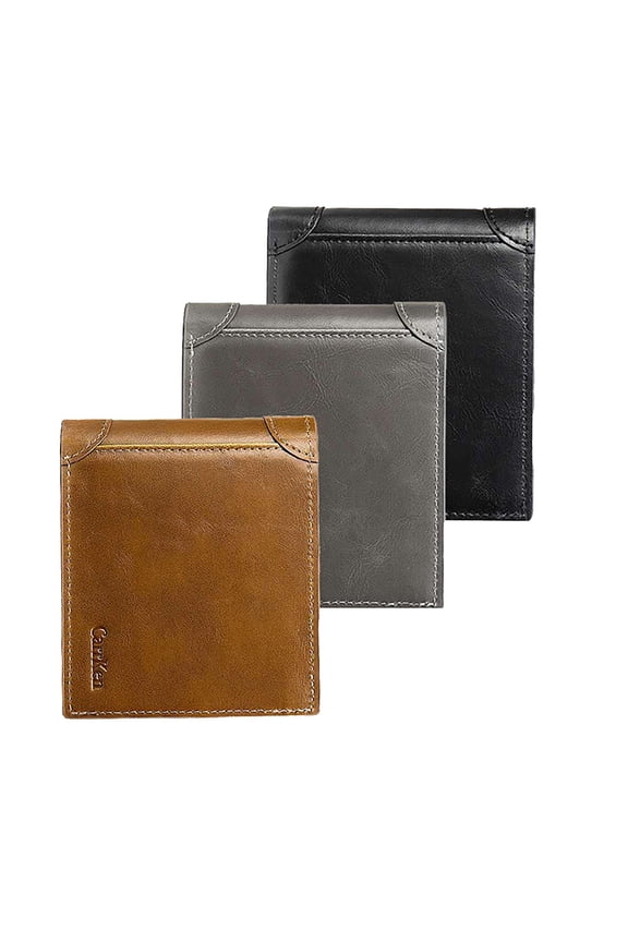 Vintage Wallet for Men Multiple Foldable Card Holder ID Window Button Purses Thin Portable Shopping Travel Wallet Black