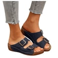thumbnail image 1 of Modstep Women Arch Support Slides Orthopedic Wedge Sandals Double Buckles Strap Slip on Walking Shoes Casual Outdoor Slippers size 7.5 Blue, 1 of 7