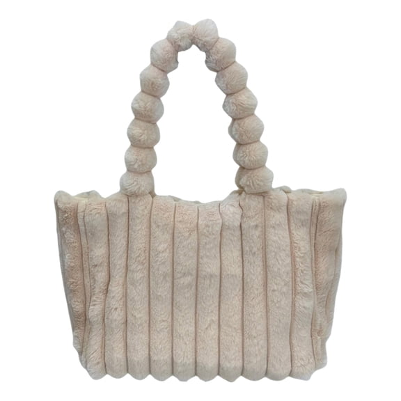 Modstep Women Casual Tote Bags Furry Shoulder Purses Plush Large Handbag for College Students Ladies Work Travel Shopping White