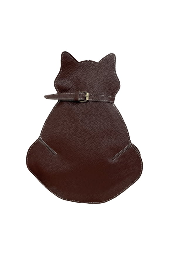 Women Crossbody Bags Leather Cat Purse Adjustable Wide Strap Chest Bag Cartoon Novelty Zipper Gift Sling Shoulder Bags Brown