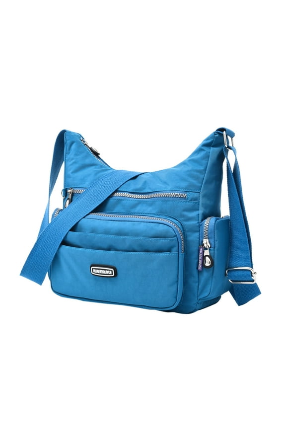 Women Crossbody Bags Multiple Zipper Compartments Shoulder Purses Waterproof Medium Nylon Tote Satchel for Ladies Work Blue