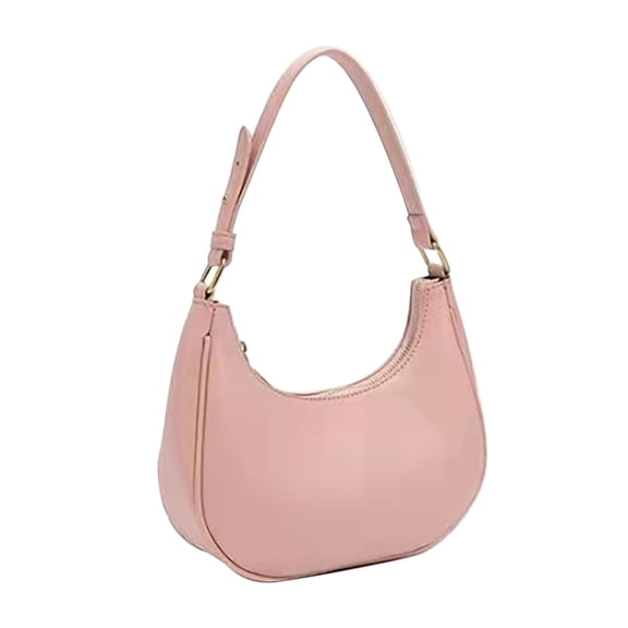 Modstep Women Fashion Crescent Shoulder Bag Leather Shoulder Tote Purses Zipper Closure Handbag Ladies Party Underarm Bags Pink