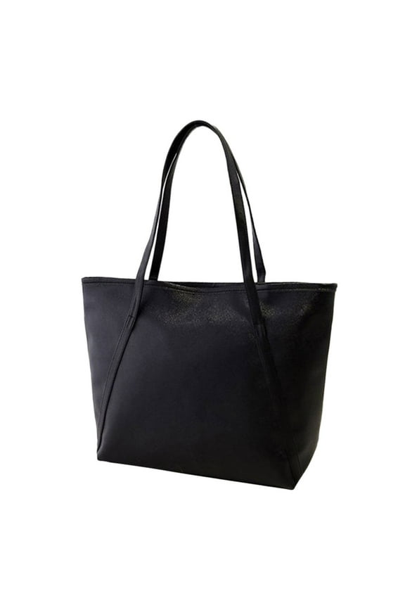 Women Fashion Handbags Leather Shoulder Bags Ladies Large Capacity Tote Multiple Zip Compartments Shopping Purses Black