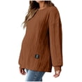 thumbnail image 1 of Modstep Women Knitted Sweater Tops for Maternity 2026 Fall Winter Thickened Crewneck Side Slit Loose Pregnancy Clothes Brown XXL, 1 of 7