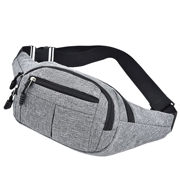Modstep Women Mens Hiking Fanny Pack Detachable Strap Multiple Zipper Running Crossbody Waist Bag Students Chest Bag for Outdoor Grey
