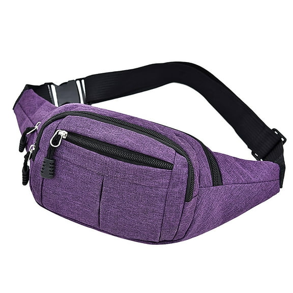 Modstep Women Mens Hiking Fanny Pack Detachable Strap Multiple Zipper Running Crossbody Waist Bag Students Chest Bag for Outdoor Purple