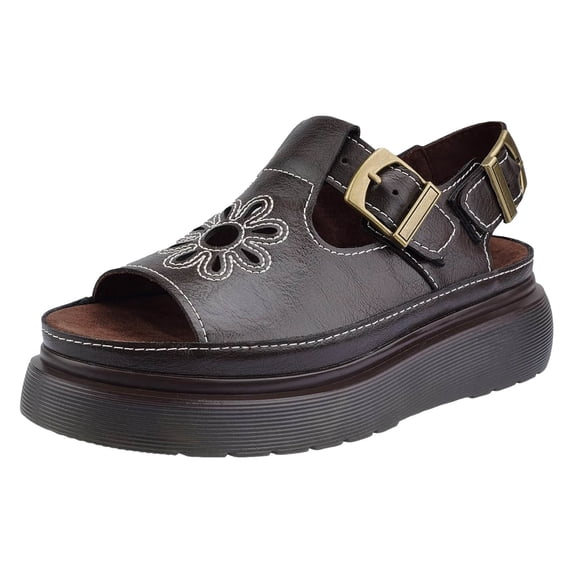 Modstep Women Platform Sandals Comfortable Hollow Out Flower Flatform Shoes Summer Outdoor Slip on Comfortable Walking Shoes Brown 6