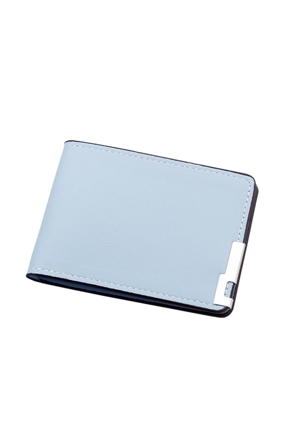 Women Short Leather Card Holder Multiple ID Window RFID Blocking Bifold Purse Thin Wallet for Ladies Work Blue