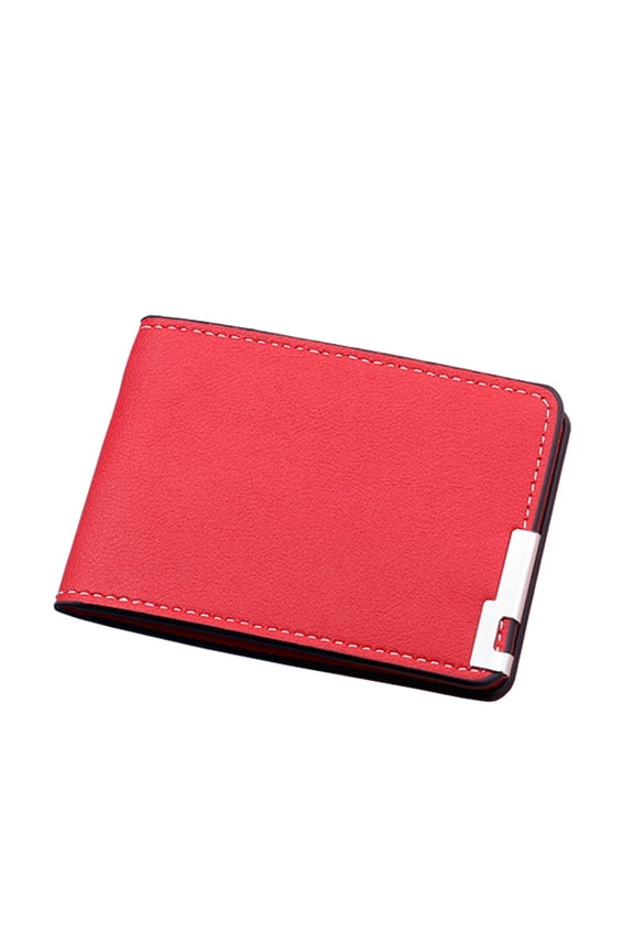 Women Short Leather Card Holder Multiple ID Window RFID Blocking Bifold Purse Thin Wallet for Ladies Work Red