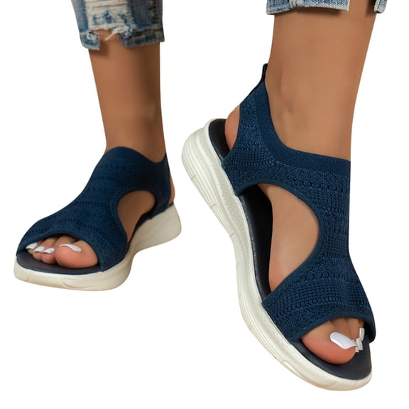 Modstep Women Walking Sandals Breathable Memory Foam Slides Plantar Fasciitis Non Slip Open Toe Athletic Summer Beach Shoes Blue 7.5