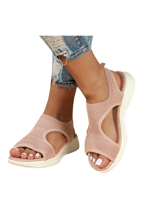 Women Walking Sandals Breathable Memory Foam Slides Plantar Fasciitis Non Slip Open Toe Athletic Summer Beach Shoes Red 8