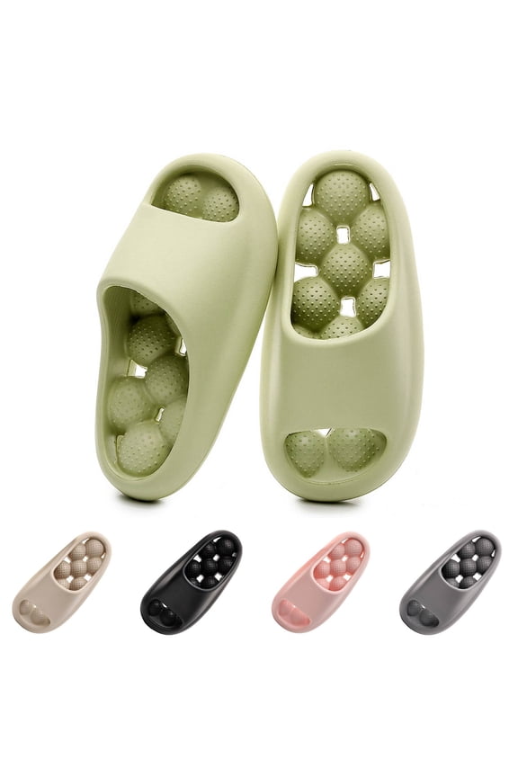 Women's Bubble Slippers Massage Soft Sole Slides Quick Drying Pillow Sandals Pool Bath Shower Shoes with Drain Holes Beige 6.5