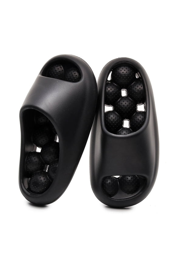 Women's Bubble Slippers Massage Soft Sole Slides Quick Drying Pillow Sandals Pool Bath Shower Shoes with Drain Holes Black 10.5