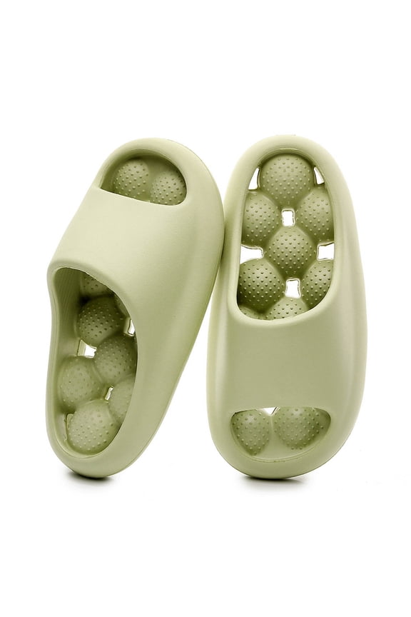 Women's Bubble Slippers Massage Soft Sole Slides Quick Drying Pillow Sandals Pool Bath Shower Shoes with Drain Holes Green 6.5
