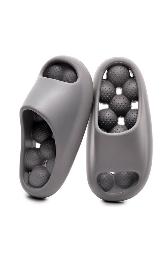 Women's Bubble Slippers Massage Soft Sole Slides Quick Drying Pillow Sandals Pool Bath Shower Shoes with Drain Holes Grey 9.5