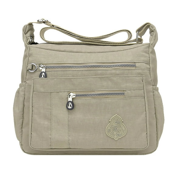 Modstep Women's Crossbody Purse Multiple Zipper Pockets Shoulder Tote Bags Students Shopping Handbags with Adjustable Strap Beige
