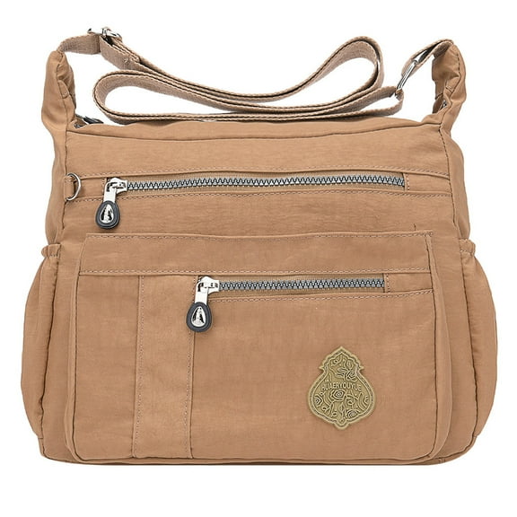 Modstep Women's Crossbody Purse Multiple Zipper Pockets Shoulder Tote Bags Students Shopping Handbags with Adjustable Strap Brown