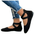 thumbnail image 1 of Modstep Women's Dress Flat Sandals Ballet Round Closed Toe Strappy Slide Shoes Ladies Daily Work Low Wedge Walking Sandal Black 7, 1 of 5