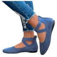 thumbnail image 1 of Modstep Women's Dress Flat Sandals Ballet Round Closed Toe Strappy Slide Shoes Ladies Daily Work Low Wedge Walking Sandal Blue 6, 1 of 5