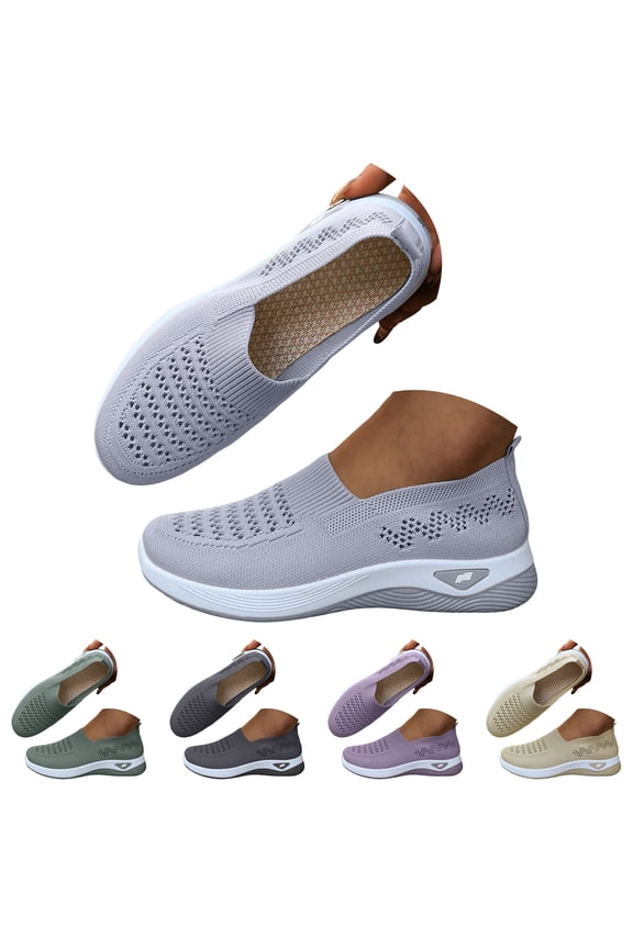 Women's Orthopedic Breathable Shoes with Arch Support Memory Foam Flat Walking Slide Shoe Non Slip Sports Sneakers Green 6