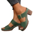 thumbnail image 1 of Modstep Women's Platform Sandals Chunky Block Mid Heel Shoes Wide Width Dressy Pumps Arch Support Open Toe Slip on Slides Green 9, 1 of 5