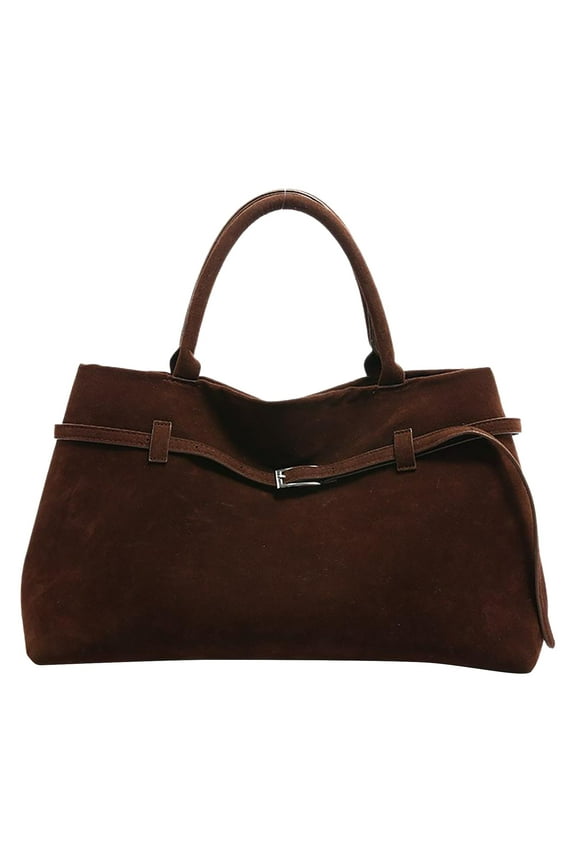Women's Suede Handbags 2026 Winter Fall Tote Purses Casual Top Handle Shoulder Bags for Ladies Work Travel Shopping Brown