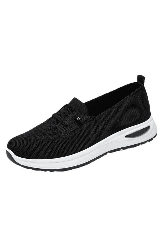 Women's Walking Shoes Memory Foam Comfortable Workout Flat Shoe Arch Support Casual Slip on Running Sneakers size 9 Black