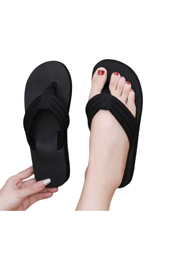Womens Arch Support Flip Flops Comfortable Soft Yoga Mat Walking Thong Sandals Ladies Summer Slip on Beach Slides Black 8