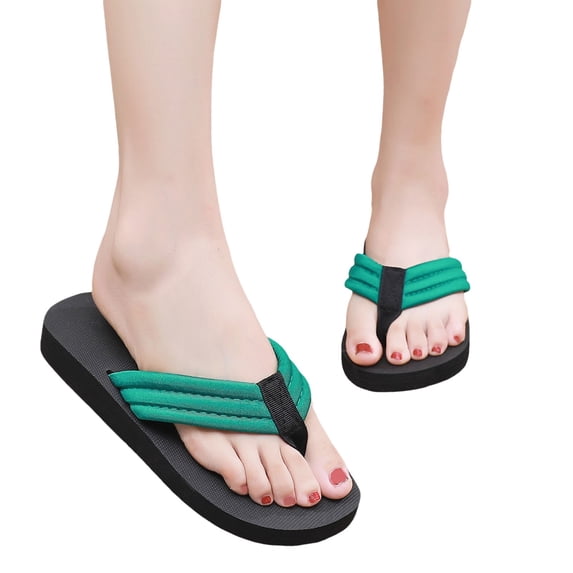 Modstep Women's Arch Support Flip Flops Summer Beach Thong Sandals Comfortable Casual Slip on Indoor Slides Flat Shoes Size 8 Green