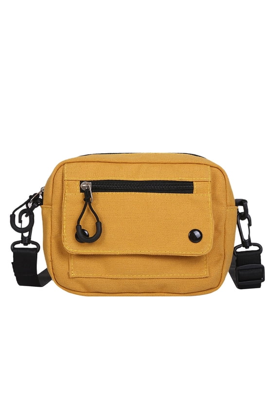 Womens Canvas Crossbody Bags Detachable Strap Zipper Mini Square Shoulder Purses Ladies Shopping Cellphone Bag Handbag Yellow
