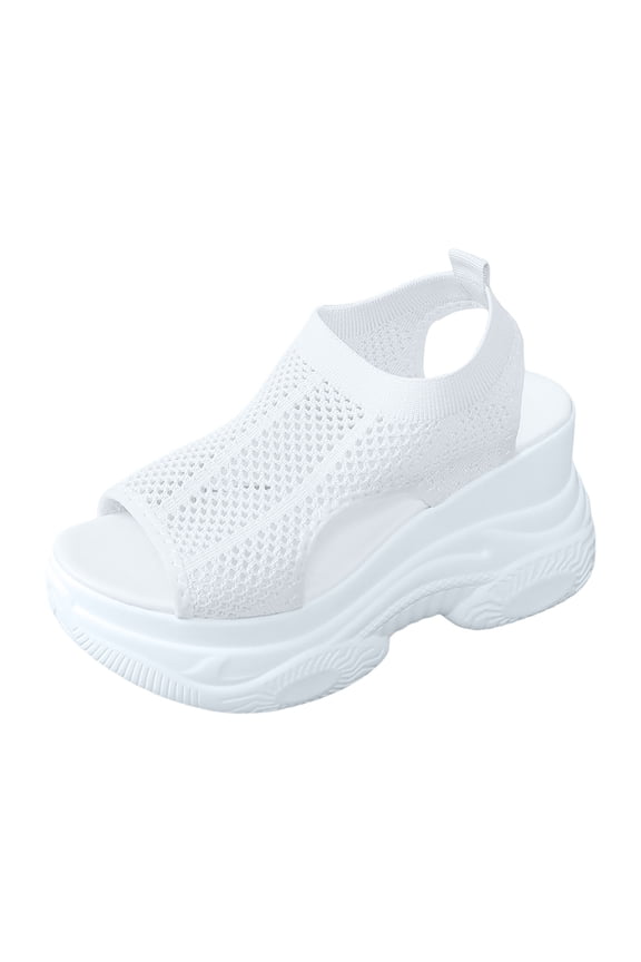 Womens Comfortable Walking Sandals Breathable Platform Memory Foam Slip on Outdoor Shoes College Students Slides size 7.5 White