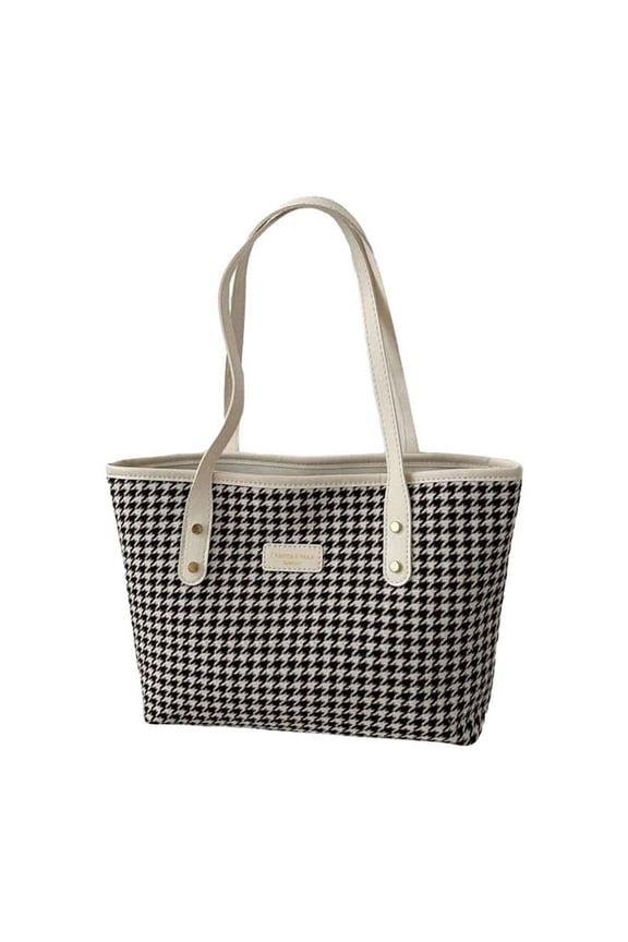 Womens Fashion Tote Bags Winter Fall Casual Versatile Shoulder Purses Checkered Print Satchel for Daily Work Use White
