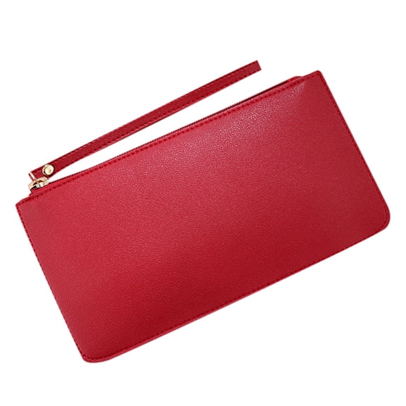Modstep Womens Fashion Wallet Zipper Compartments Leather Wristlet Purses Credit Card Holder Ladies Work Travel Clutch Bags Red
