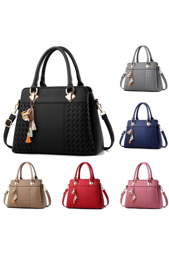 Womens Leather Handbags Purse Top Handle Satchel Tote Shoulder Bags Zip Compartments Medium Crossbody Pocket