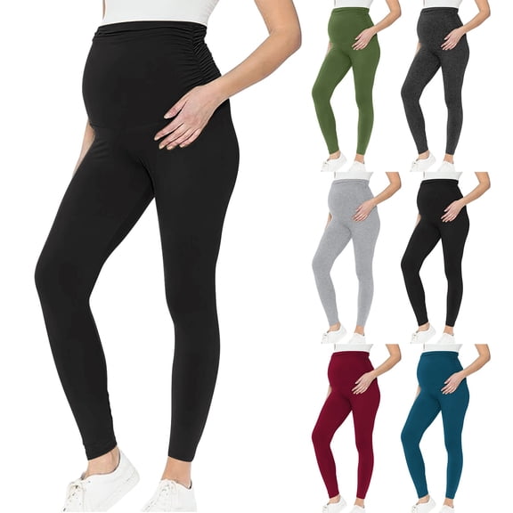 Modstep Womens Maternity Leggings Over the Belly Pregnancy Workout Clothes Yoga Tights Pants for Spring Summer Wear Black S