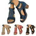 thumbnail image 1 of Modstep Womens Open Toe Sandals Summer Hollow Out Dress Booties Zipper Chunky High Heel Summer Walking Shoes with Arch Support Beige size 9.5, 1 of 7