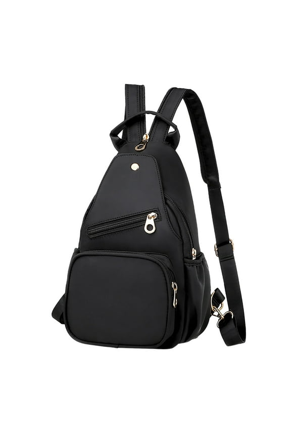 Womens Small Hiking Backpack College Versatile Shoulder Daypack Traveling Multiple Zip Pockets Portable Bag for Outdoor Black