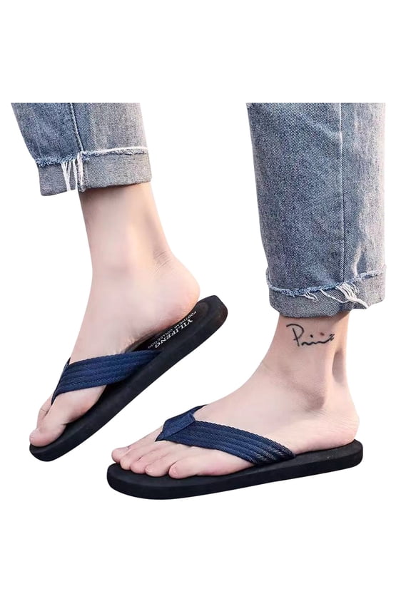 Womens and Mens Flip Flops with Arch Support Summer Beach Thong Sandals Yoga Foam Slip on Slides Outdoor Indoor Flat Shoes Blue 9.5