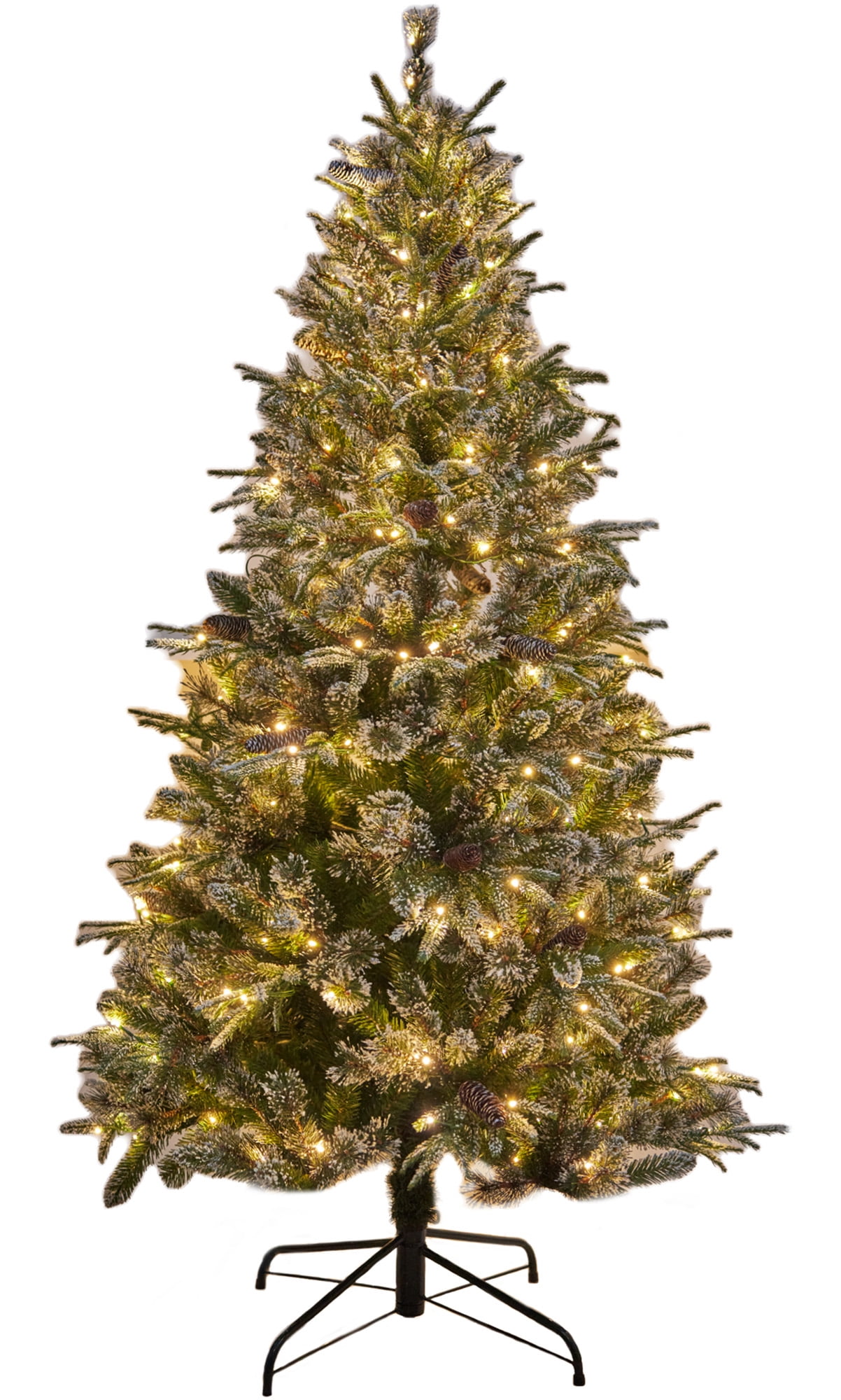Modstyle 6Ft Prelit Artificial Christmas Tree, PE/PVC Xmas Tree w/ LED & Pine Cones