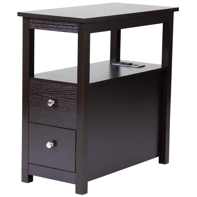 Modstyle End Table with Drawers, Side Table Nightstand with Charging