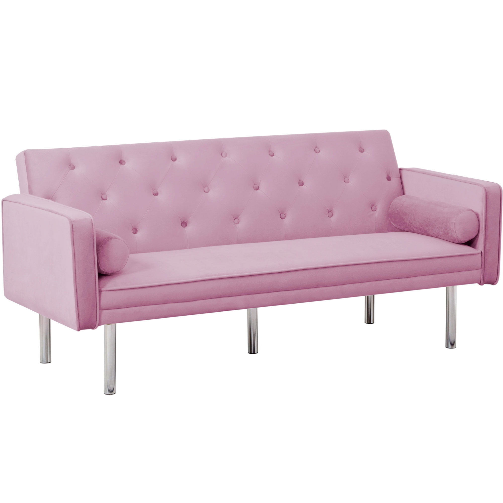 Modstyle Futon Sofa Bed, Velvet Convertible Sleeper Sofa with Pillows