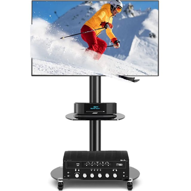 "Modstyle Modern Universal Base Rolling Floor TV Stand with Wheels