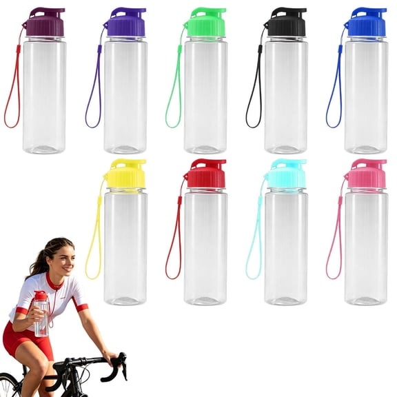 ModuNook Reusable Water Bottle, Leak Proof Sports Bottle, Clear Plastic Gym Flask with Top Lid, Carry Handle for School Travel Hiking
