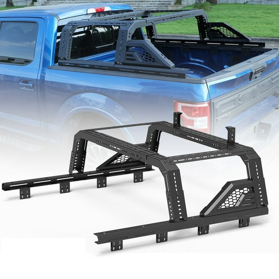Modular 2 IN 1 Adjustable Full-size Pickup Roll bar Overland Bed Rack For Dodge Ram/Chevy silverado/GMC sierra/Ford/Toyota/Nissan with Side Rail Mounting Bracket