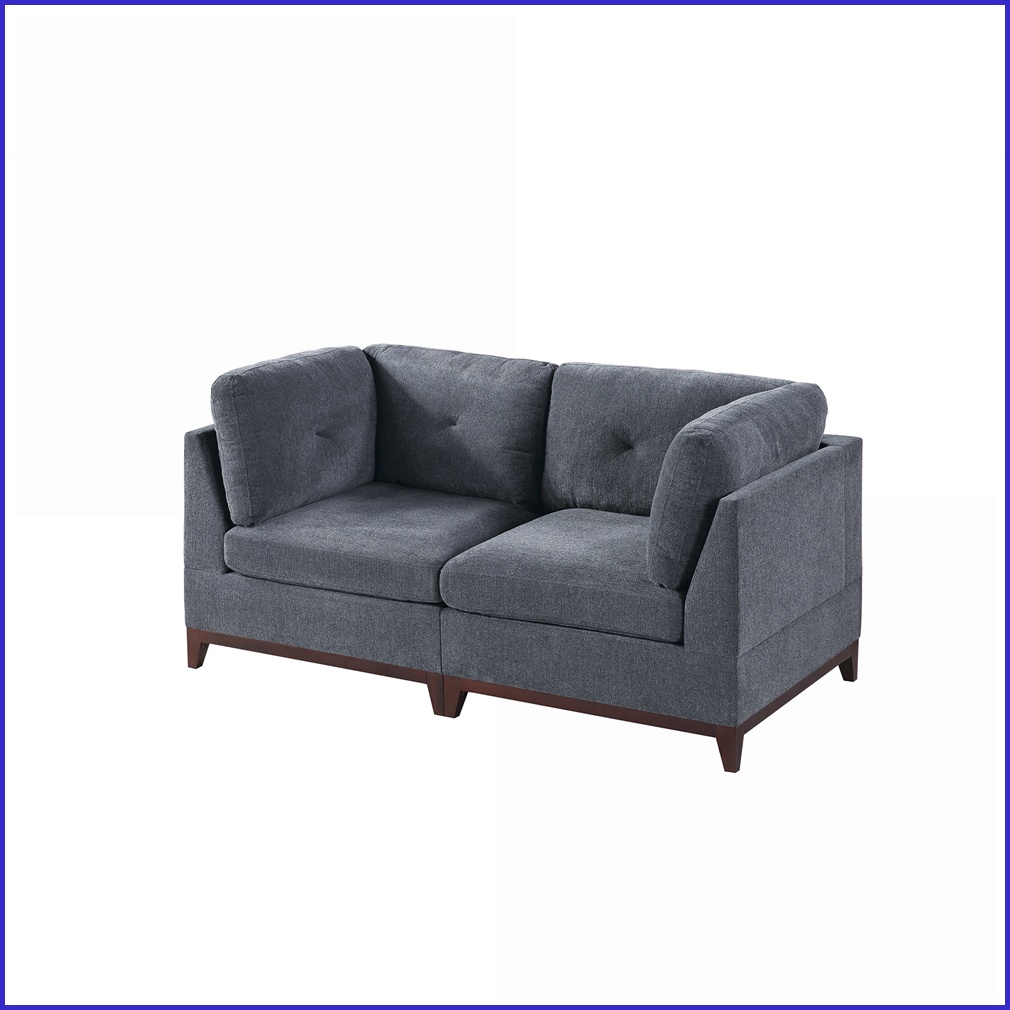 Modular 2-Piece Ash Chenille Sofa Set with Wood Frame for Living Room ...